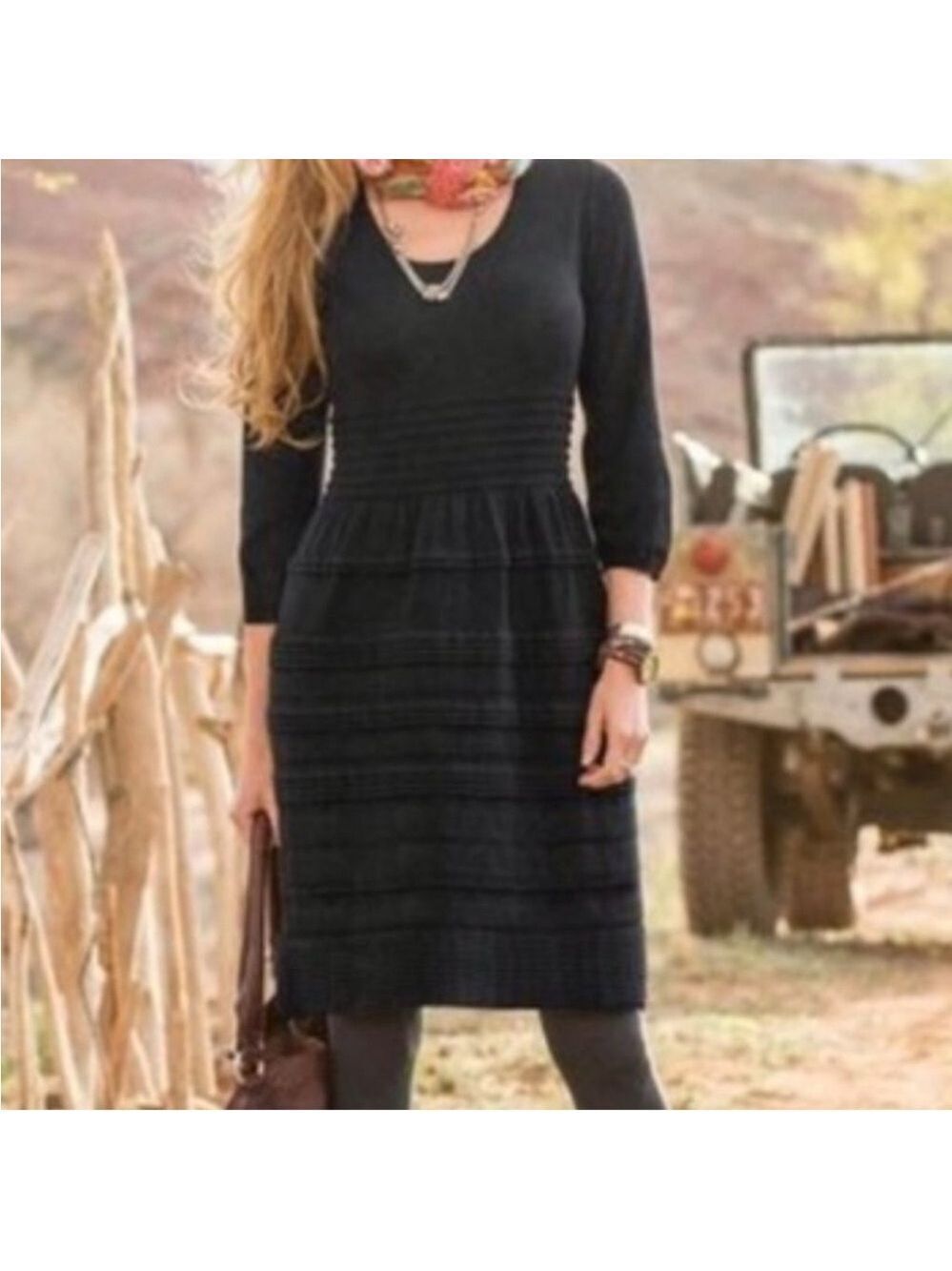 SUNDANCE ‘Sculptured Delight’ Cotton & Silk Sweater Dress